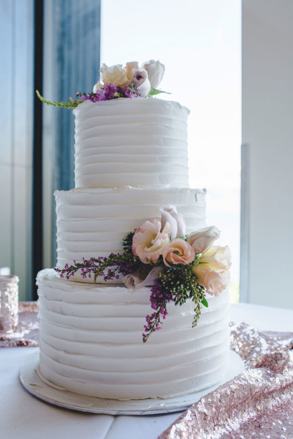 3 Tier Wedding Cake with flowers made by Cherry Blossom Cakes Queenstown